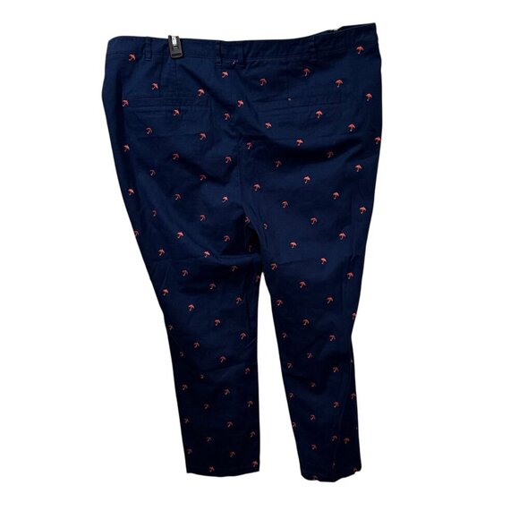 ModCloth Womens Embroidered Navy Pants With Pink Umbrella Pattern Size 24 - Picture 3 of 7